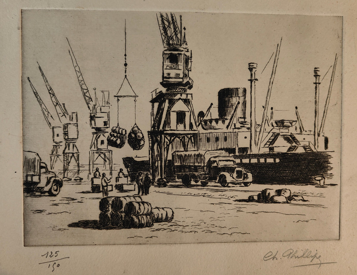 Déchargement au port - Phillipe Charles (1916-1993)
